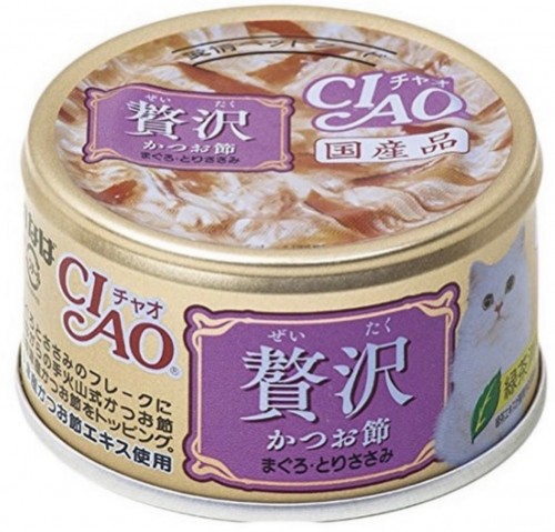 INABA CIAO 貓罐頭 奢華系列(金粉)木魚片 吞拿魚+雞肉 