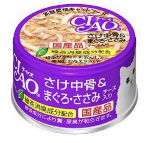 INABA CIAO 貓罐頭(紫)吞拿魚三文魚雞肉＋芝士